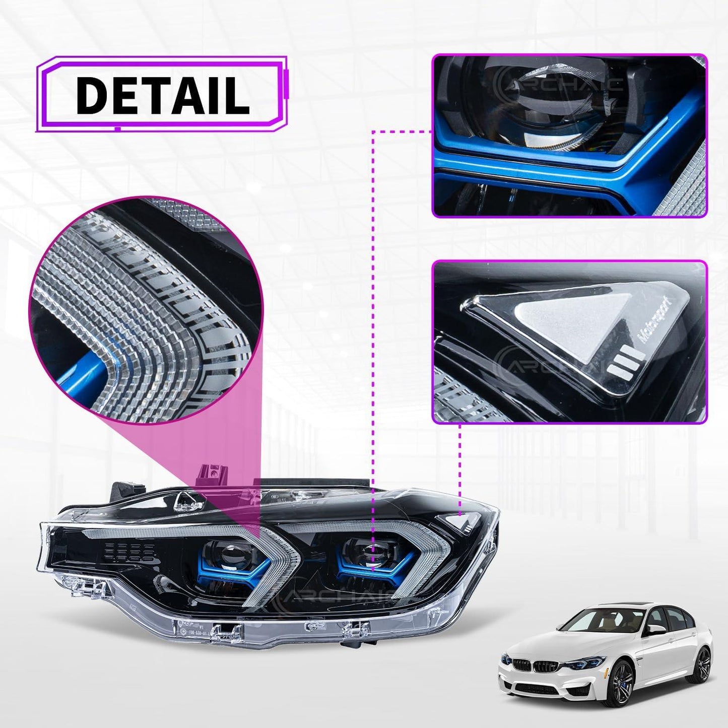 Archaic LED Headlights Compatible with BMW 3 Series F30 F31 2012-2015, Front Lights with Sequential Turn Signals, for OEM Xenon - Auto Part Pro Switzerland