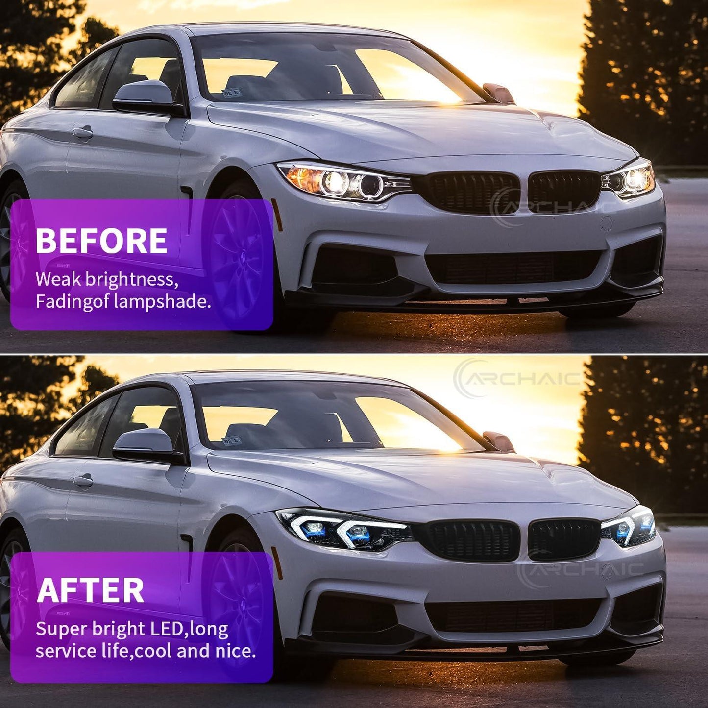 Archaic LED Headlights Compatible with BMW 3 Series F30 F31 2012-2015, Front Lights with Sequential Turn Signals, for OEM Xenon - Auto Part Pro Switzerland