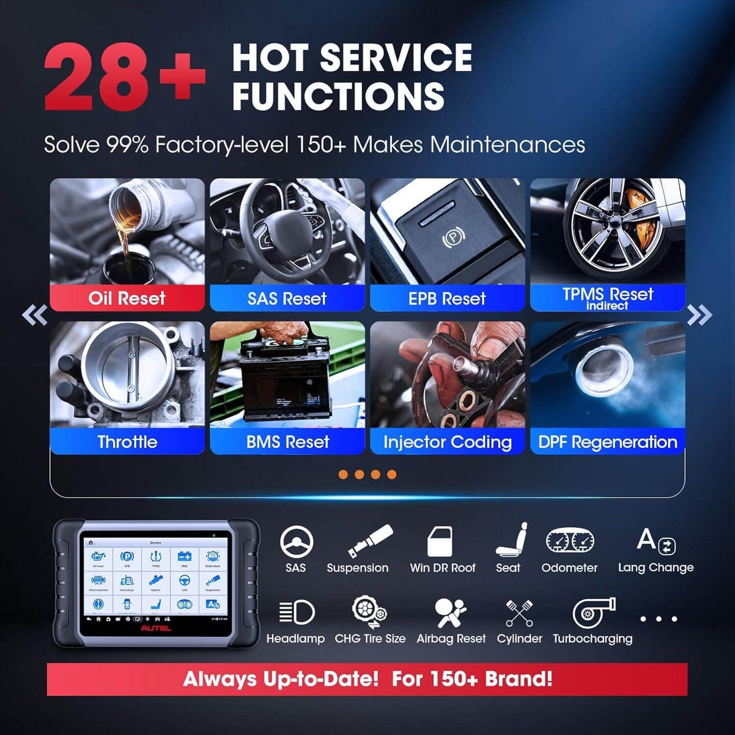 Autel MaxiCOM MK808S Car Diagnostic Tool, 2025 OBD2 Scanner Upgrade of MX808 MK808, 28+ Services, Active Test, Full System Diagnostics, Injector Coding/EPB/BMS/SAS/TPMS/AutoVIN/ABS, FCA AutoAuth - Auto Part Pro Switzerland