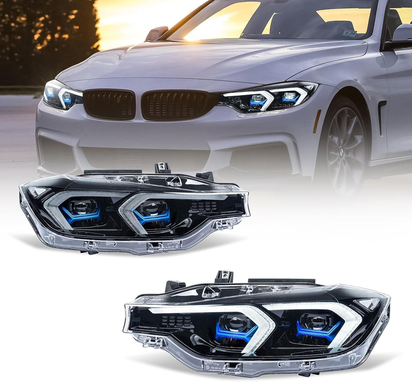Archaic LED Headlights Compatible with BMW 3 Series F30 F31 2012-2015, Front Lights with Sequential Turn Signals, for OEM Xenon - Auto Part Pro Switzerland