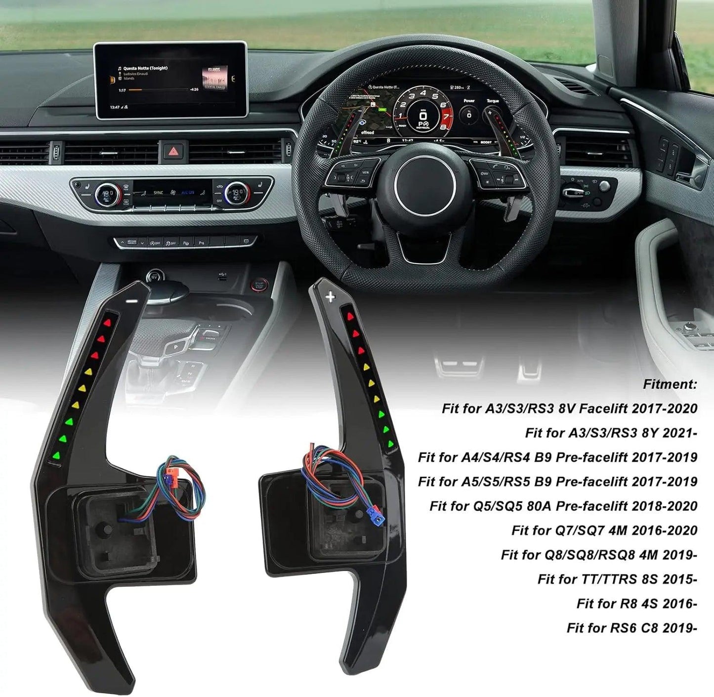LED Paddle Shifters with App Control 11 Colors For Audi - Auto Part Pro Switzerland