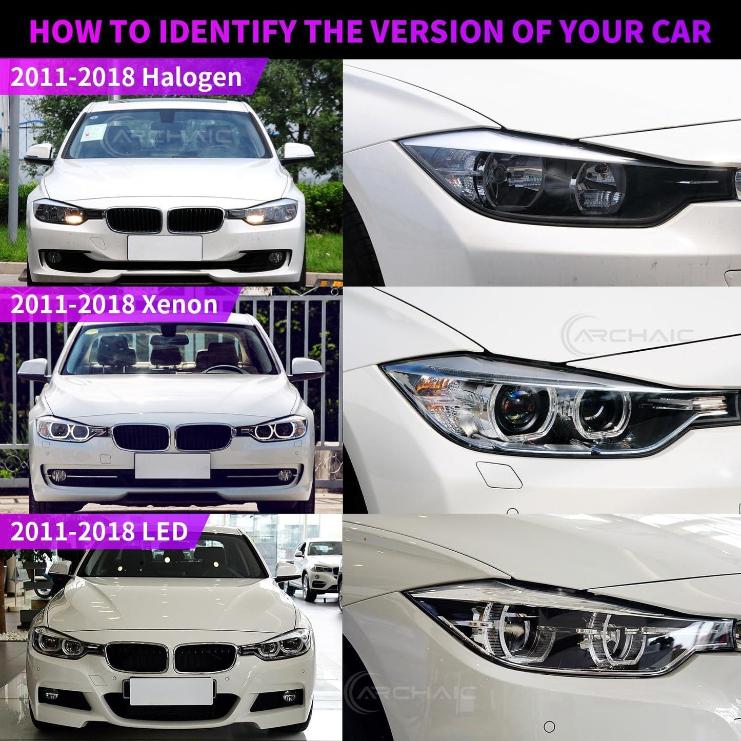 Archaic LED Headlights Compatible with BMW 3 Series F30 F31 2012-2015, Front Lights with Sequential Turn Signals, for OEM Xenon - Auto Part Pro Switzerland