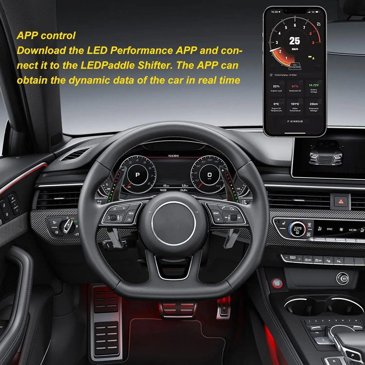 LED Paddle Shifters with App Control 11 Colors For Audi - Auto Part Pro Switzerland