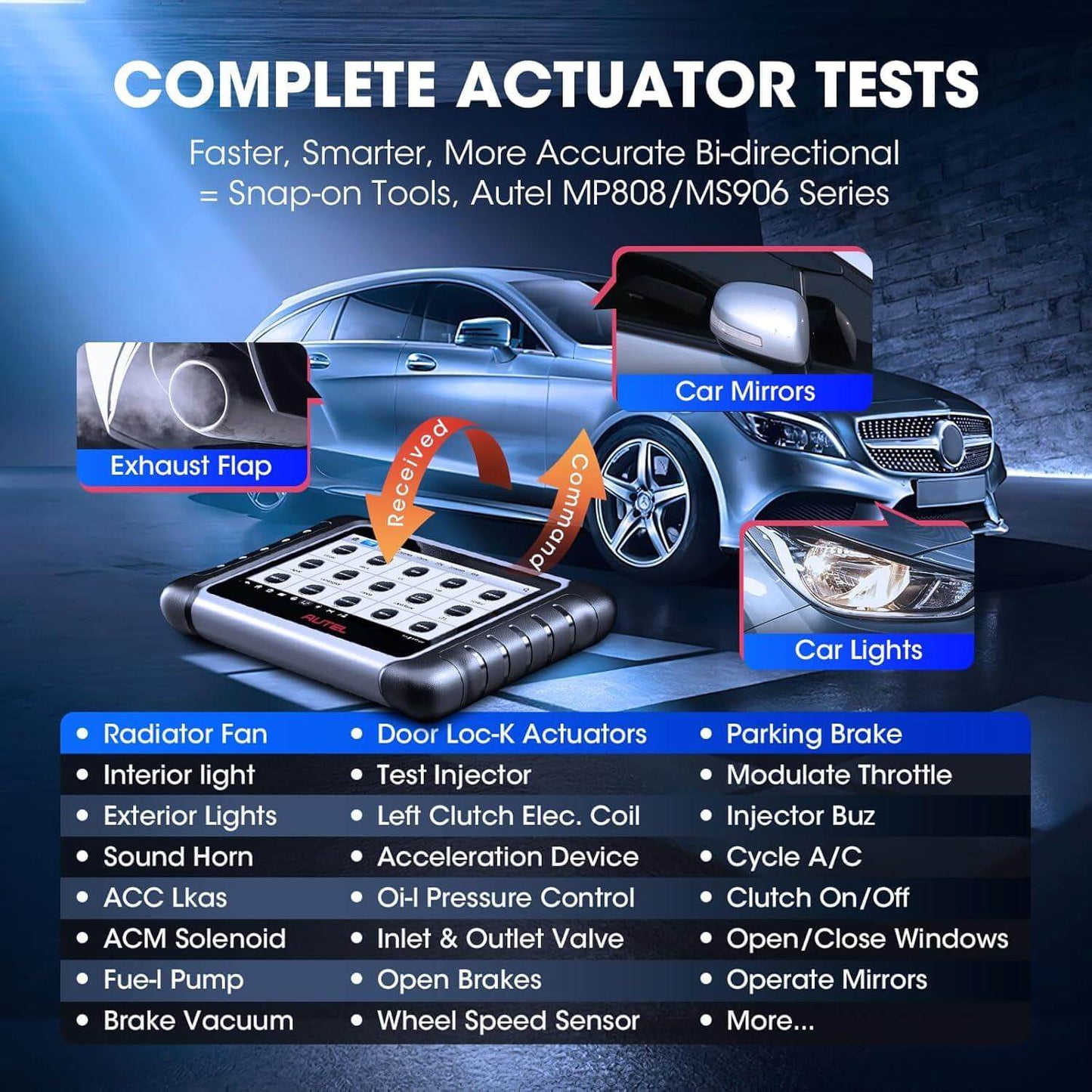 Autel MaxiCOM MK808S Car Diagnostic Tool, 2025 OBD2 Scanner Upgrade of MX808 MK808, 28+ Services, Active Test, Full System Diagnostics, Injector Coding/EPB/BMS/SAS/TPMS/AutoVIN/ABS, FCA AutoAuth - Auto Part Pro Switzerland