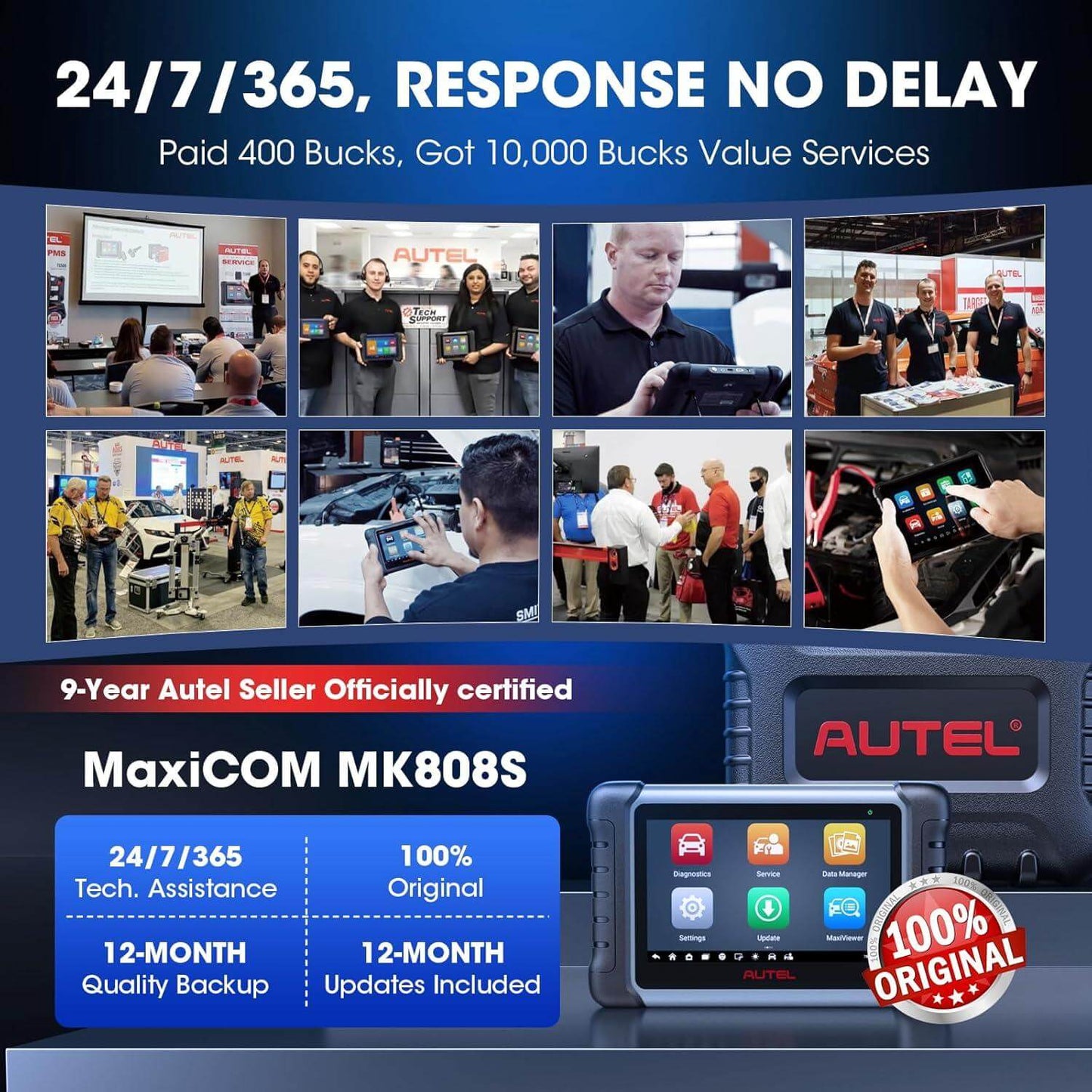 Autel MaxiCOM MK808S Car Diagnostic Tool, 2025 OBD2 Scanner Upgrade of MX808 MK808, 28+ Services, Active Test, Full System Diagnostics, Injector Coding/EPB/BMS/SAS/TPMS/AutoVIN/ABS, FCA AutoAuth - Auto Part Pro Switzerland