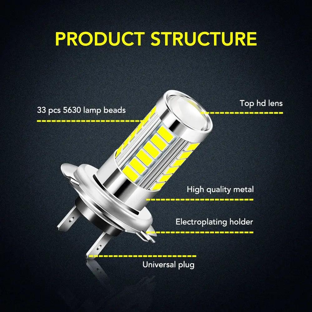 2pcs H7 100W 12V White Car Headlights for Audi A3 8L 8P A4 B6 B7 B8 A6 C5 C6 4F RS3 Q3 Q7 TT - Auto Part Pro Switzerland