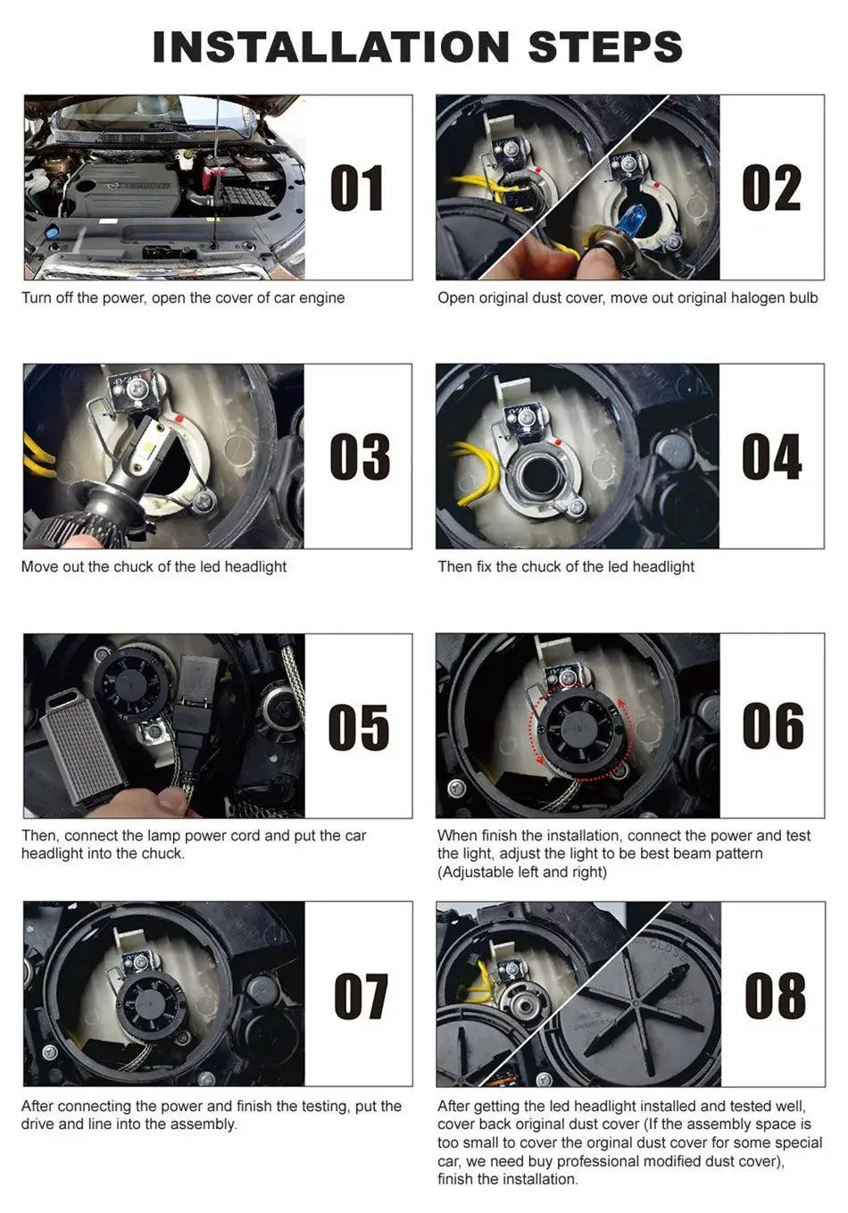 2pcs 360 Degree LED 140000LM H7 H11 LED Bulb H1 H3 H4 H8 H9 9005 HB3 9006 HB4 Auto Car Headlight 6000K Fog Light 12V - Auto Part Pro Switzerland