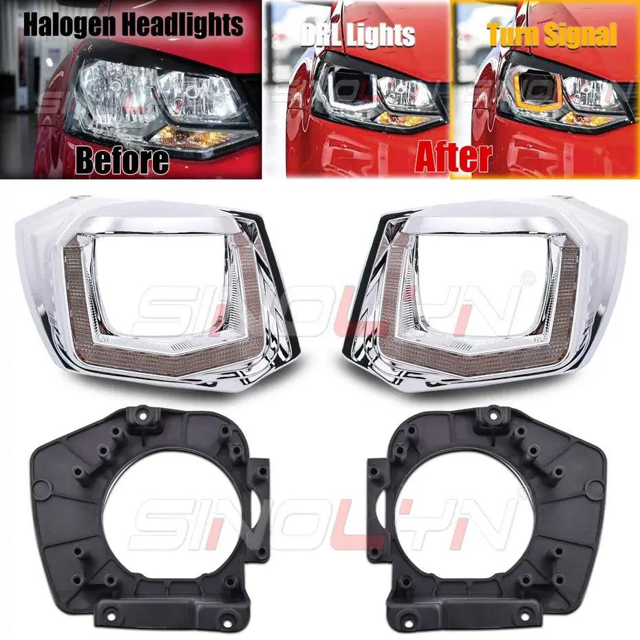 Sinolyn Upgrade Kit For VW Polo 6C 2014 Halogen Headlights U Led DRL D2S D2H Bi Xenon Projector Lenses Turn Signal For Hella 3R - Auto Part Pro Switzerland