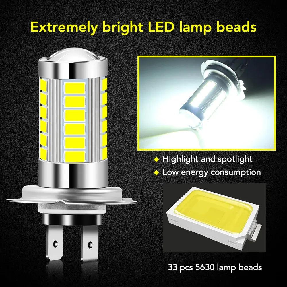 2pcs H7 100W 12V White Car Headlights for Audi A3 8L 8P A4 B6 B7 B8 A6 C5 C6 4F RS3 Q3 Q7 TT - Auto Part Pro Switzerland