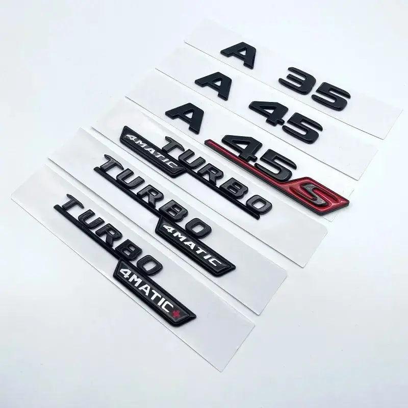 3D ABS Glossy Black Letters A35 A45 A45S Turbo 4matic Emblem for Mercedes Benz AMG Car Fender Trunk Rear W176 W177 Logo Sticker - Auto Part Pro Switzerland