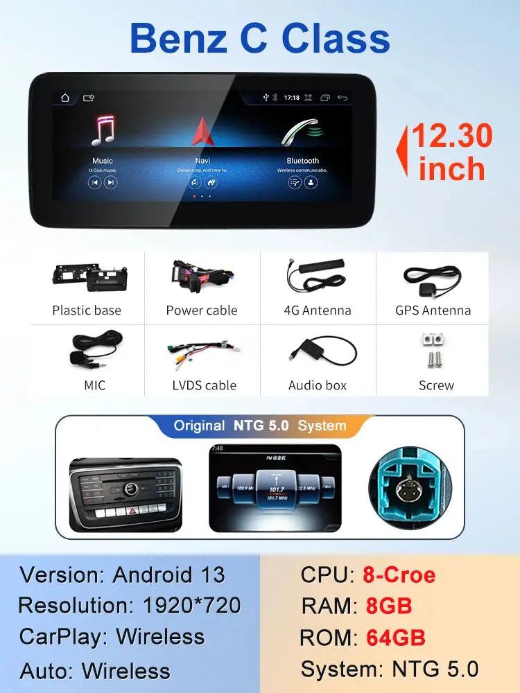 2024 New Car Multimedia Wireless Android AUTO CarPlay 10.25 12.3inch Screen For Mercedes Benz C Class W205 S205 Video Players - Auto Part Pro Switzerland