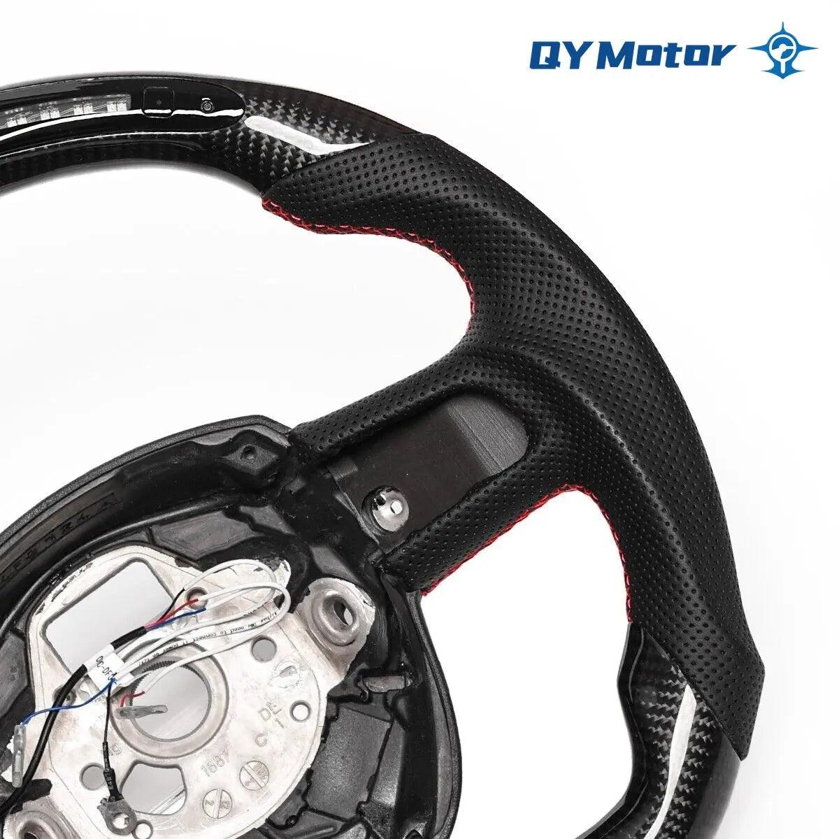 LED Display Real Carbon Fiber Steering Wheel For Audi B8 A4 A5 2008-2012 Perforated Leather Car Steering Wheel - Auto Part Pro Switzerland
