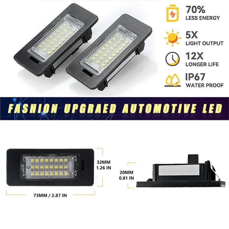 2Pcs LED Number License Plate Light Lamps For Audi A3 A4 A5 A6 A7 Q3 Q5 Q7 TT A1 S3 S4 S5 S6 S7 S1 TTS TTRS Car Accessories - Auto Part Pro Switzerland