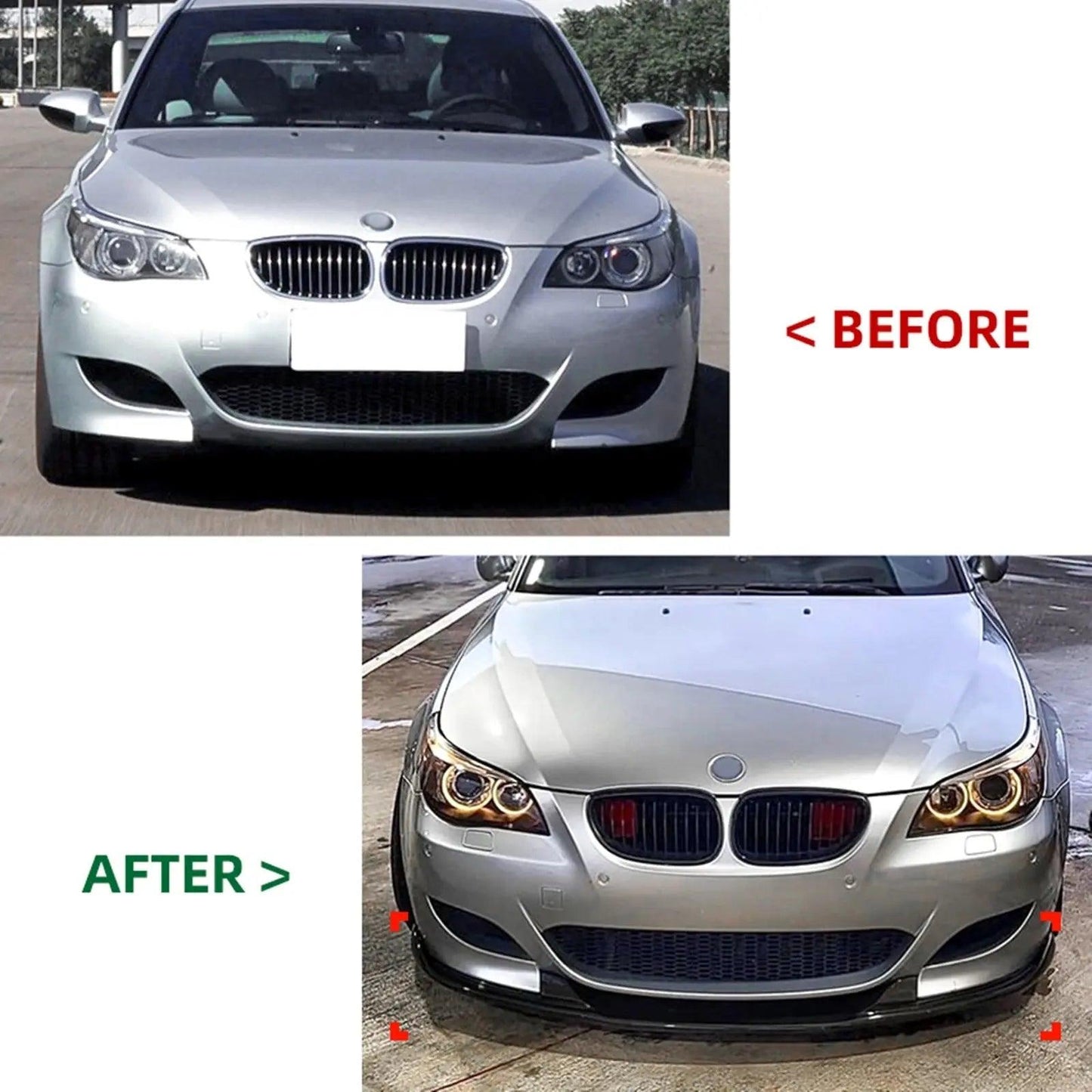 BMW 5 Series E60 E61 M5 2005-2010 Front Bumper Spoiler Lip Carbon Fiber Look/Gloss Black Car Lower Splitter Body Kit Blade - Auto Part Pro Switzerland