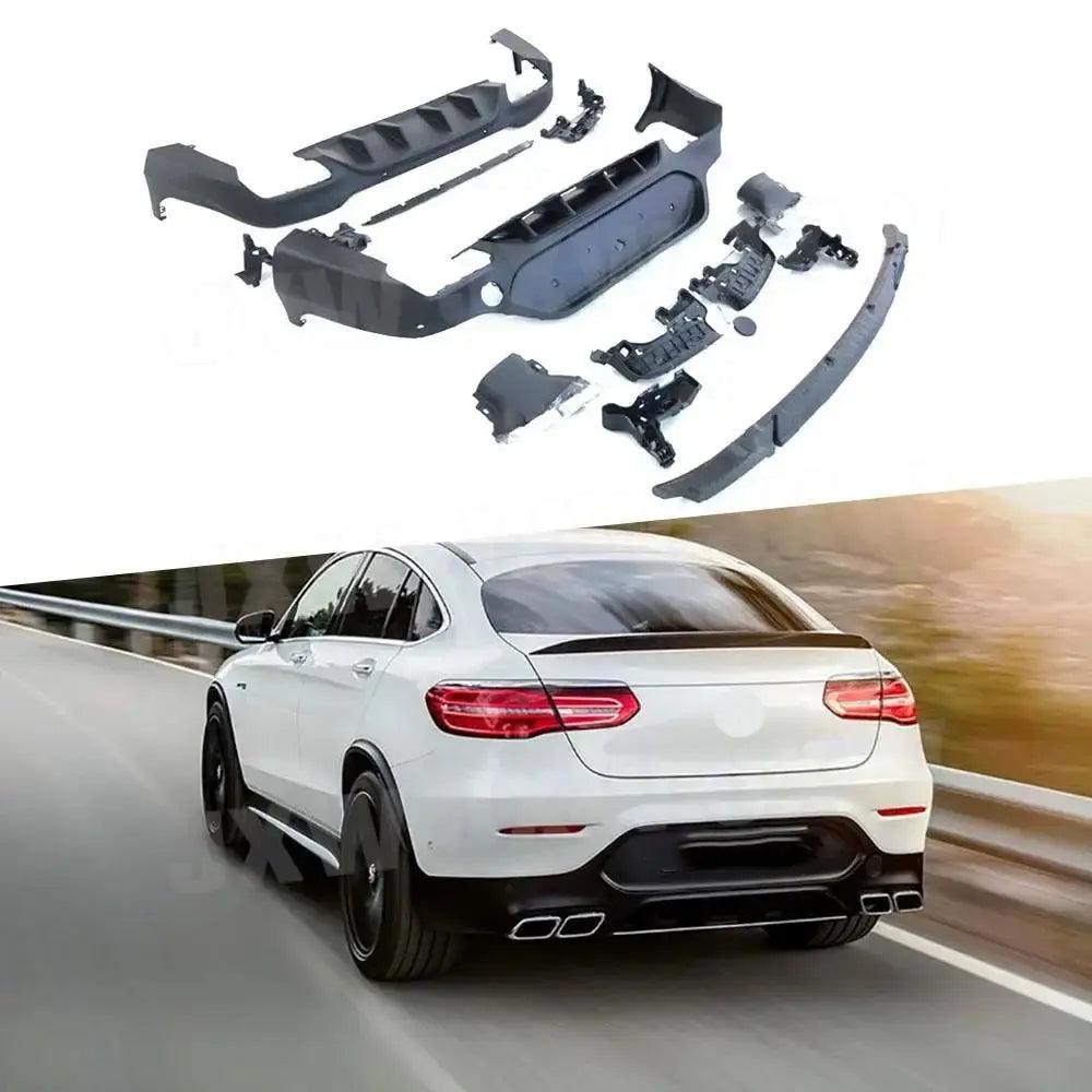 PP Rear Diffuser With Exhaust Tips For Benz GLC C253 GLC300 GLC43 Coupe GLC63S 2017-2019 Car Styling Rear Lip Bumper Body Kits - Auto Part Pro Switzerland