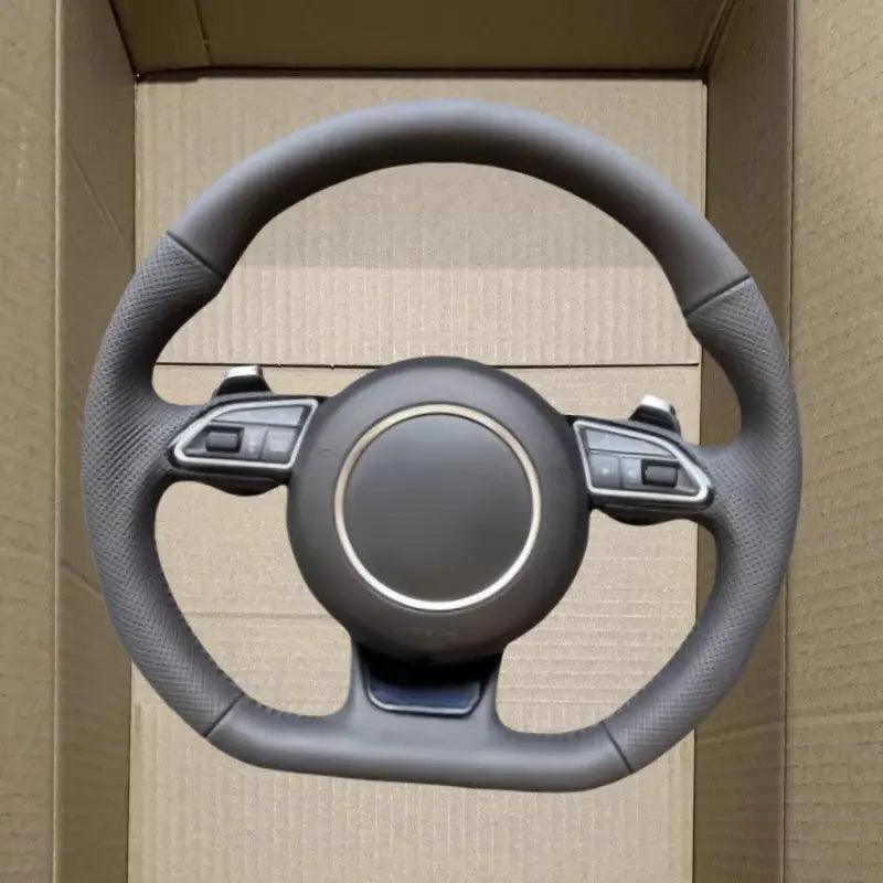 Leather Car Steering Wheel For Audi RS3 RS4 RS5 RS6 RS7 S3 S4 S5 2012-2016 With Paddle Shifters Flat Bottom Steering Wheel - Auto Part Pro Switzerland