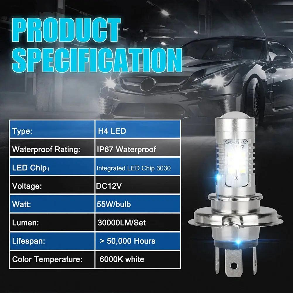 H4 9003 HB2 LED Headlight Bulb 6000K 220W 12V Car Head Lamp Bulb IP67 Waterproof Headlight Conversion Kit White Aluminum 15000LM - Auto Part Pro Switzerland