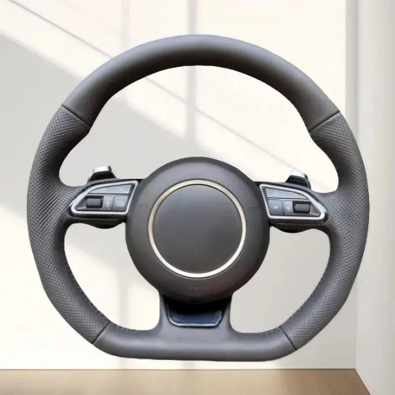 Leather Car Steering Wheel For Audi RS3 RS4 RS5 RS6 RS7 S3 S4 S5 2012-2016 With Paddle Shifters Flat Bottom Steering Wheel - Auto Part Pro Switzerland