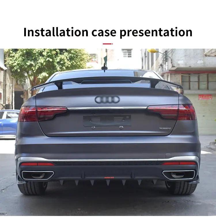 Audi A4 2017-2022 Rear Bumper Diffuser Shark Fin Spoiler Kit ABS - Auto Part Pro Switzerland