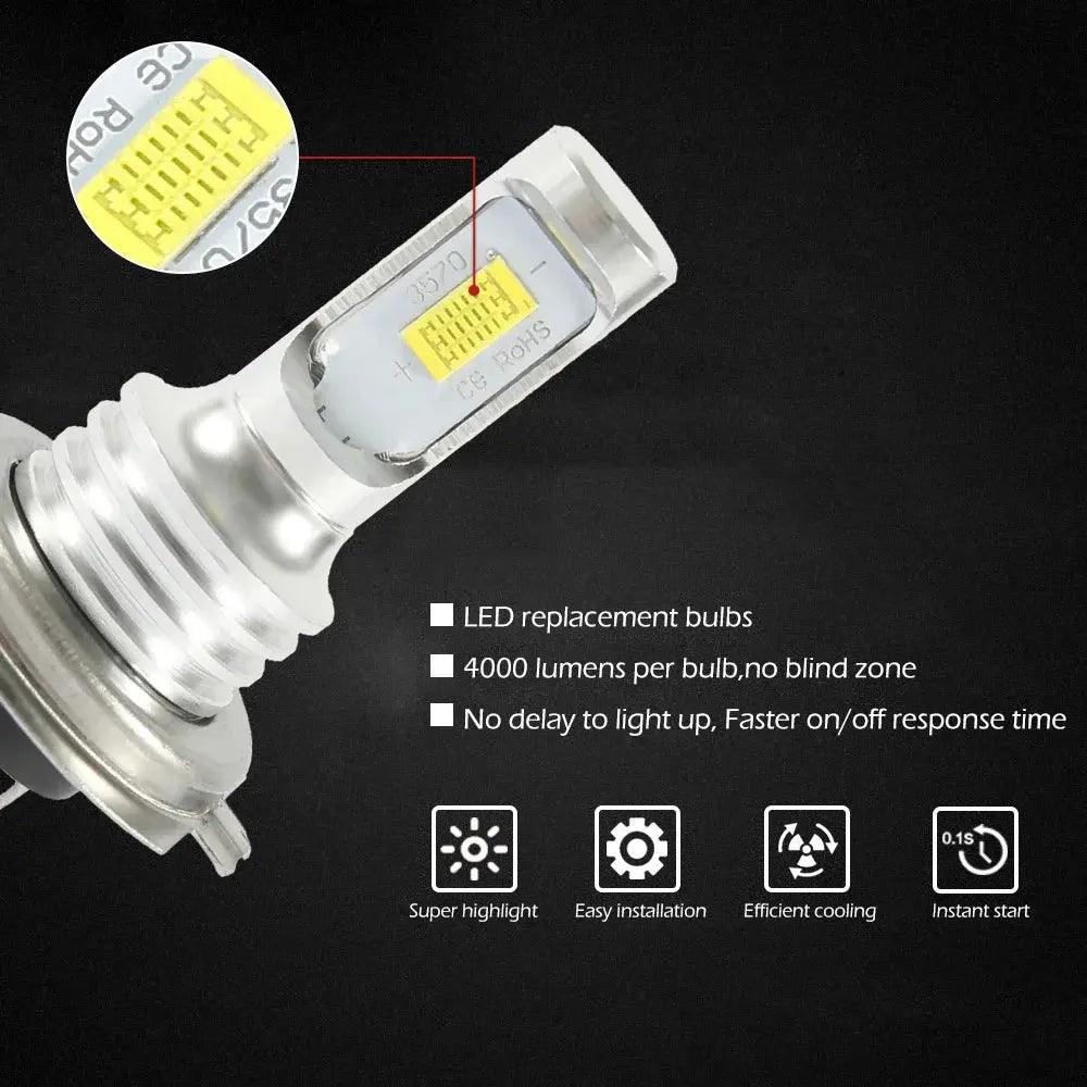 2pcs H7 LED Headlight Bulbs 360 Degree Beam Angle Car LED Fog Light Bulb 6000K Super Bright Car Headlight Bulbs Lampada DC12-24V - Auto Part Pro Switzerland