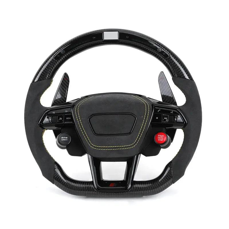 Car Start Button S-Line Half Alcantara Carbon Fiber Paddle LED Steering Wheel for TT R8 A4 A5 B8 B9 S4 RS6 A6 C7 RS Q5 Q6 - Auto Part Pro Switzerland