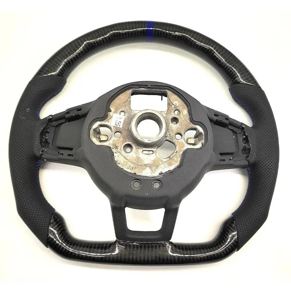 For VW Golf MK7 Passat B8 Tigian MK2 Rline Sport Carbon Fiber Leather Perforated Steering Wheel with Back Label - Auto Part Pro Switzerland