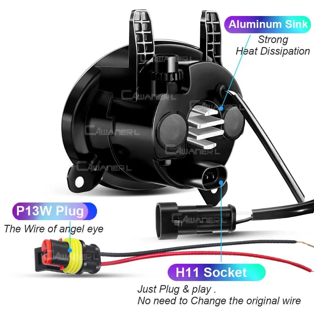 2 X Car Angel Eye LED Fog Light Daytime Running Lamp DRL For BMW F30 F34 F31 316i 320i 316d 325d 330d 318d 320d 335d 328i 335i - Auto Part Pro Switzerland