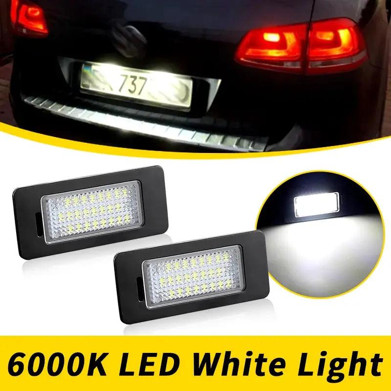 2Pcs LED License Number Plate Light Lamp For VW Golf Mk6 Mk7 Plus Jetta MK6 Passat B6 B7 Polo Touareg Mk2 Tiguan Touran Sharan - Auto Part Pro Switzerland
