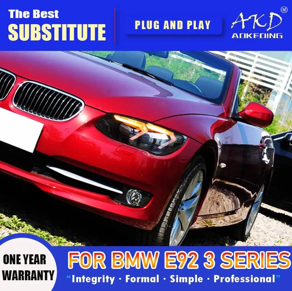 AKD Head Lamp for BMW E92 LED Headlight 2011-2013 Headlights E92 330I 335I DRL Turn Signal High Beam Angel Eye Projector Lens - Auto Part Pro Switzerland
