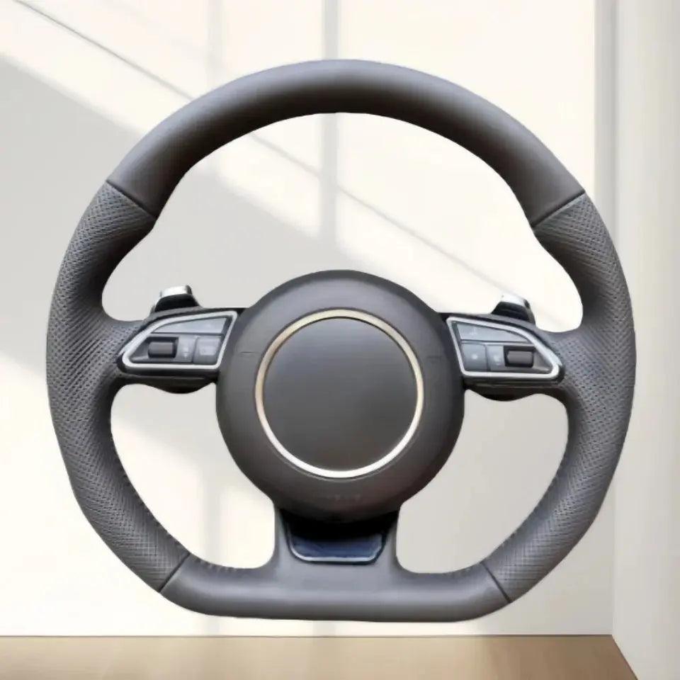 Leather Car Steering Wheel For Audi RS3 RS4 RS5 RS6 RS7 S3 S4 S5 2012-2016 With Paddle Shifters Flat Bottom Steering Wheel - Auto Part Pro Switzerland