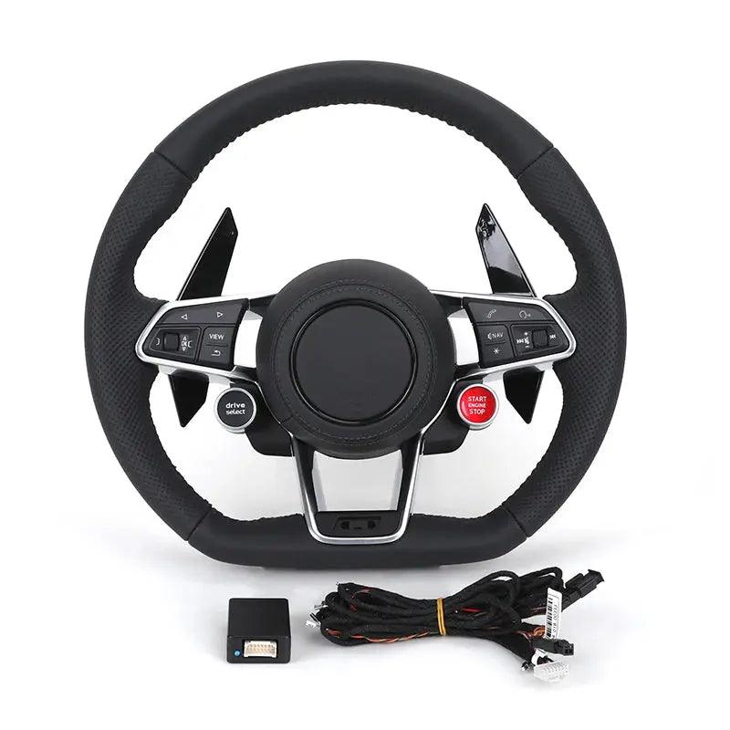 Car Start Button S-Line Half Alcantara Carbon Fiber Paddle LED Steering Wheel for TT R8 A4 A5 B8 B9 S4 RS6 A6 C7 RS Q5 Q6 - Auto Part Pro Switzerland