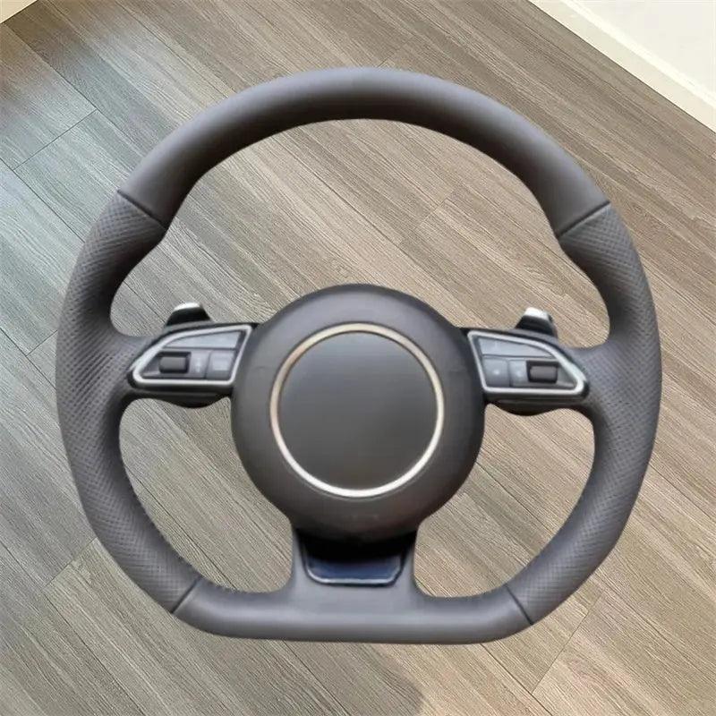 Leather Car Steering Wheel For Audi RS3 RS4 RS5 RS6 RS7 S3 S4 S5 2012-2016 With Paddle Shifters Flat Bottom Steering Wheel - Auto Part Pro Switzerland