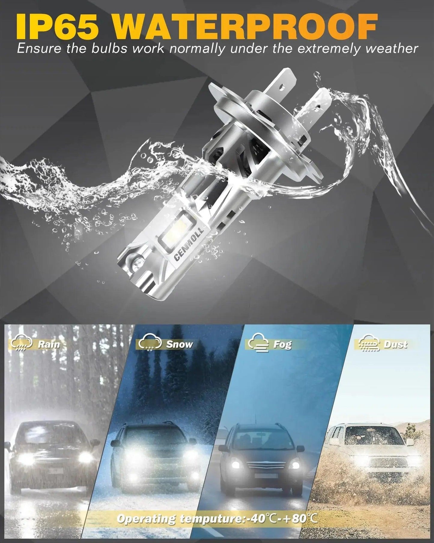 2x Car Lamp H7 12V LED CANBUS Headlight Bulbs for Volkswagen VW Golf Passat CC B6 Jetta Tiguan Mercedes W203 BMW Ford Skoda - Auto Part Pro Switzerland