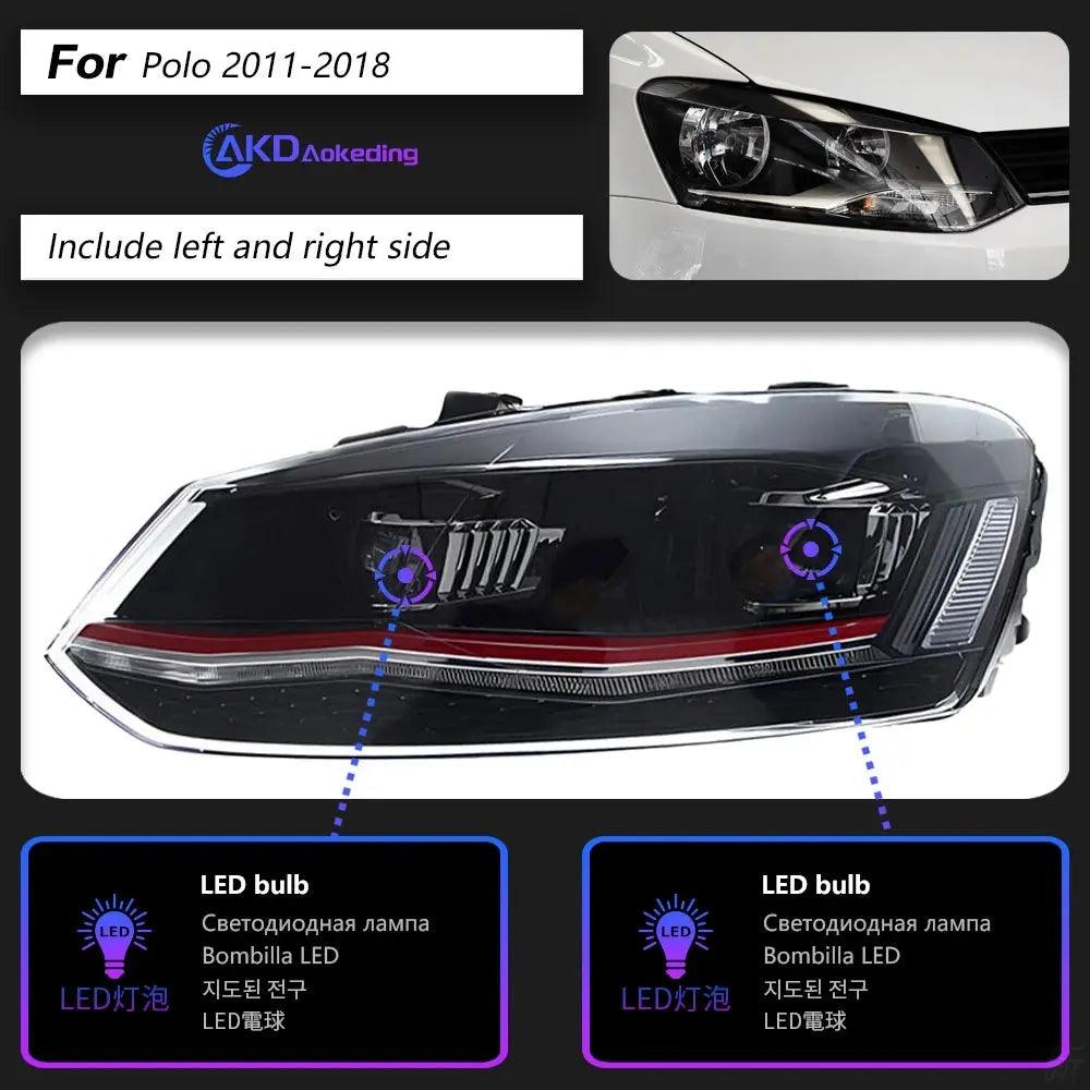 AKD Car Styling for VW Polo Headlights 2011-2018 Vento LED Headlight New Polo Design DRL Hid Head Lamp Bi Xenon Beam Accessories - Auto Part Pro Switzerland