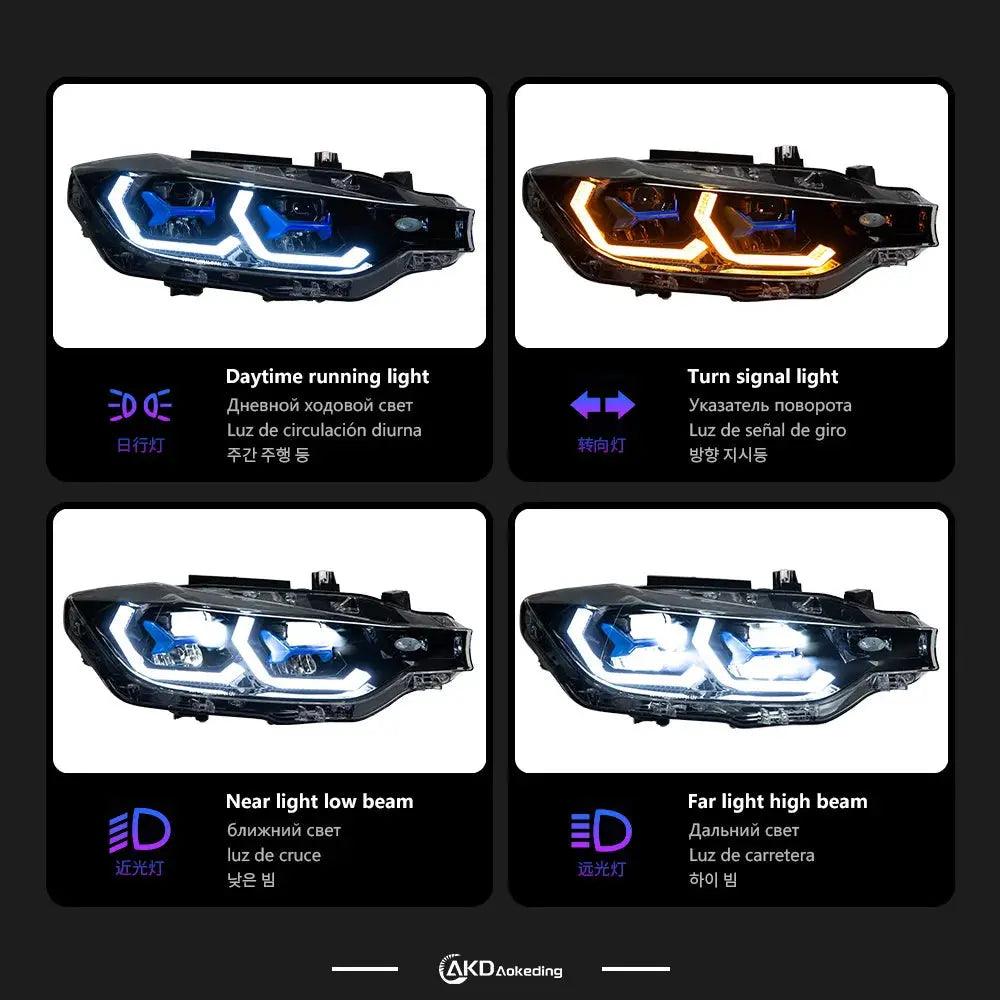 AKD Head Lamp for BMW F30 F35 LED Headlight 2013-2019 Headlights 320i 325i DRL Turn Signal High Beam Angel Eye Projector Lens - Auto Part Pro Switzerland