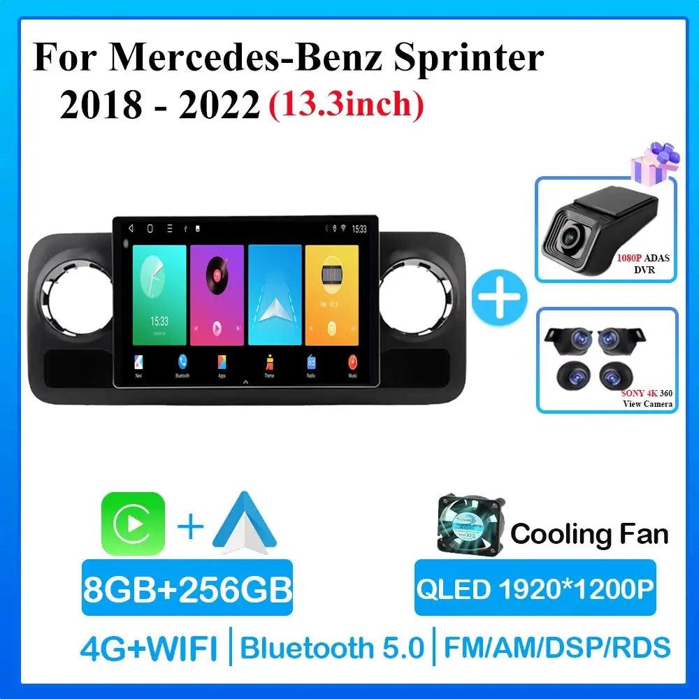 13.3 Inch Carplay Android Car Radio For MERCEDES-BENZ SPRINTER 2018 2019- 2022 Multimedia Center 4G DVD Wifi Bluetooth Display - Auto Part Pro Switzerland