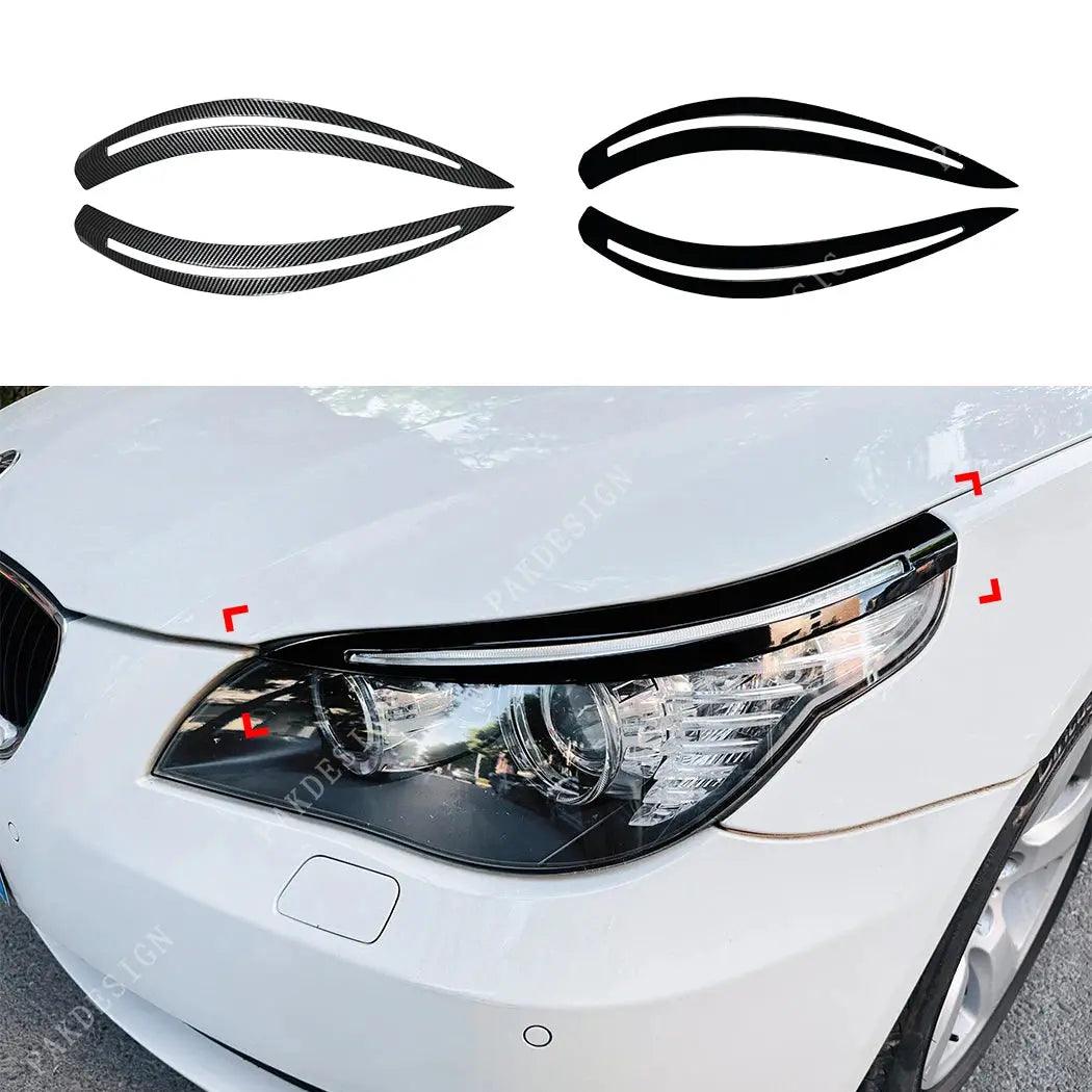 Front Headlight Eyelids Eyebrows Lids Spoiler Bodykit for BMW 5 Series E60 520i 520d 530i 530d 535i M5 2003-2010 ABS - Auto Part Pro Switzerland