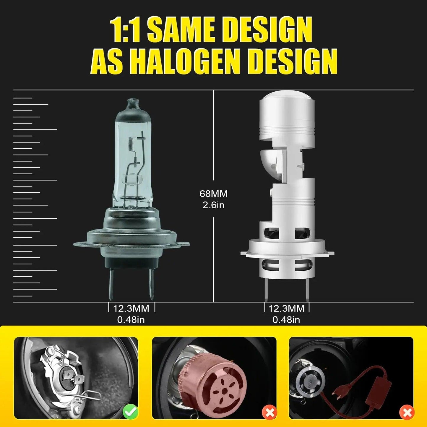 2PCS H7 Led With Lens Headlight CANBUS No Error Led H7 Bulbs Lights Lamp Bulb 12v 24v 20000LM Car Automobiles Parts Accessories - Auto Part Pro Switzerland