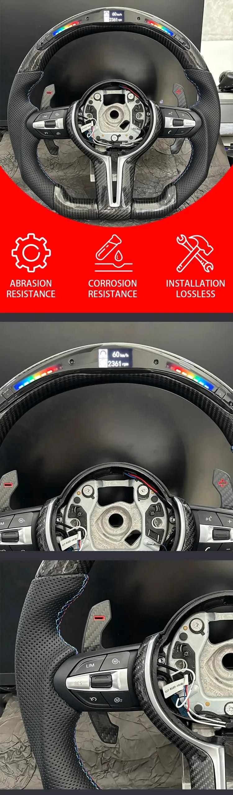 COME2ME Car Steering Wheel Carbon Fiber LED Style M Sports For BMW F30 F10 F11 F31 F20 F21 F22 F15 F16 F35 F36 F32 F80 M3 M6 - Auto Part Pro Switzerland
