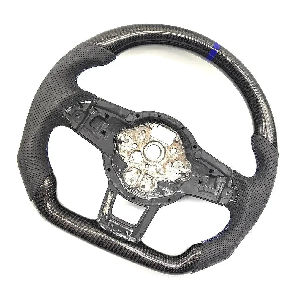 For VW Golf MK7 Passat B8 Tigian MK2 Rline Sport Carbon Fiber Leather Perforated Steering Wheel with Back Label - Auto Part Pro Switzerland