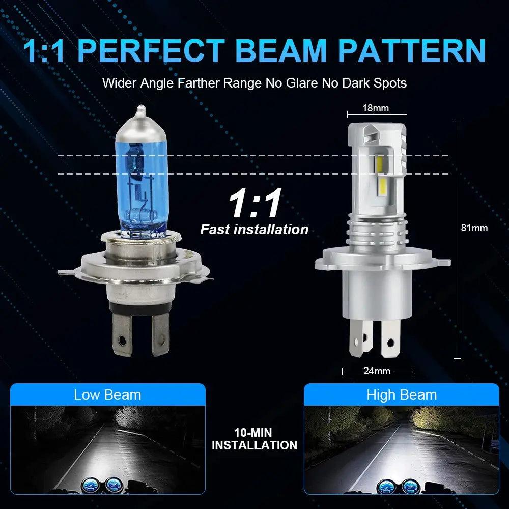 1/2X 16000LM LED H4 9003 LED Canbus Headlight Bulb CSP Fanless With High & Low Beam for Car Motorcycle Auto Lupuauto - Auto Part Pro Switzerland