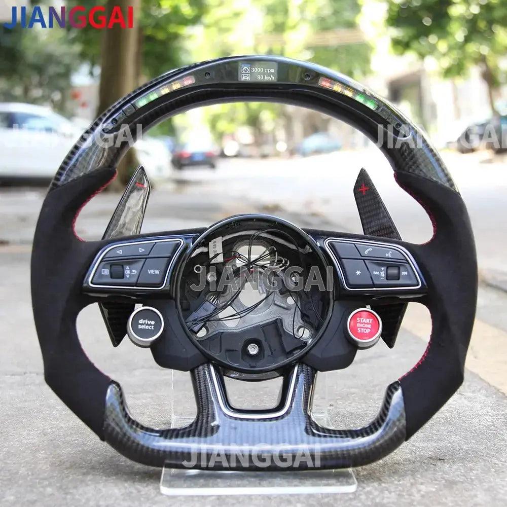 Led Carbon Fiber Steering Wheel For Audi RS3 RS4 RS5 S3 S4 S5 A3 A5 A4 2016-2021 Sport Steering Wheel Start Buttons Paddles - Auto Part Pro Switzerland