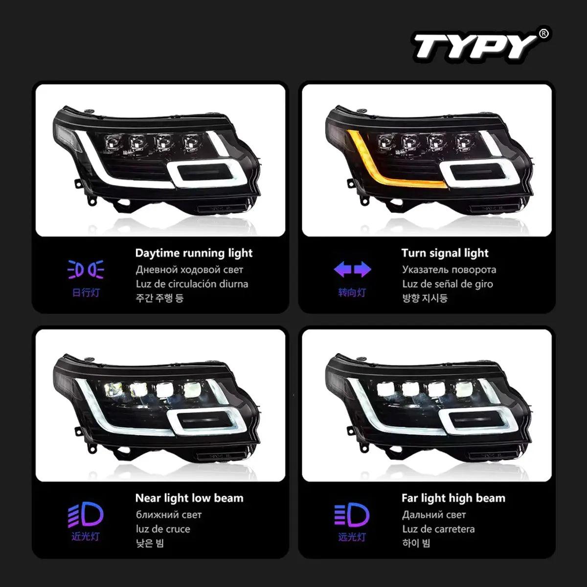 TYPY Car Headlights For Range Rover 2013-2017 LED Car Lamps Daytime Running Lights Dynamic Turn Signals Car Accessories - Auto Part Pro Switzerland