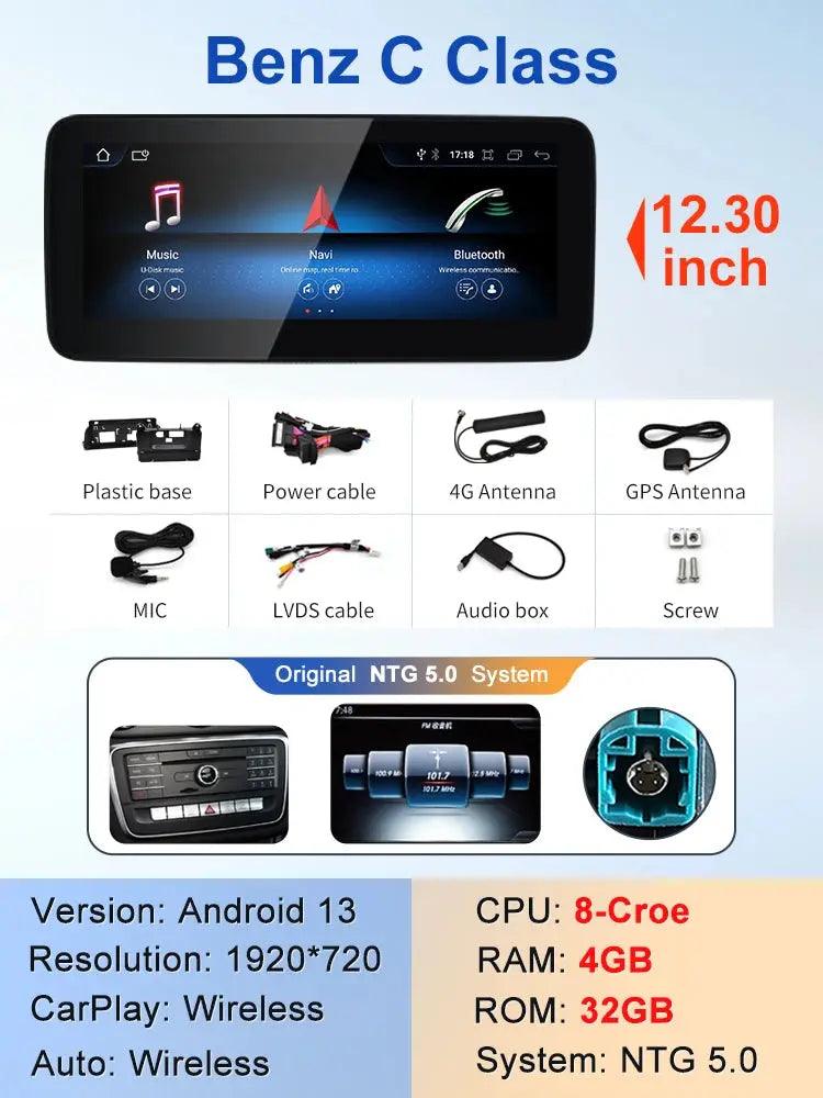 2024 New Car Multimedia Wireless Android AUTO CarPlay 10.25 12.3inch Screen For Mercedes Benz C Class W205 S205 Video Players - Auto Part Pro Switzerland