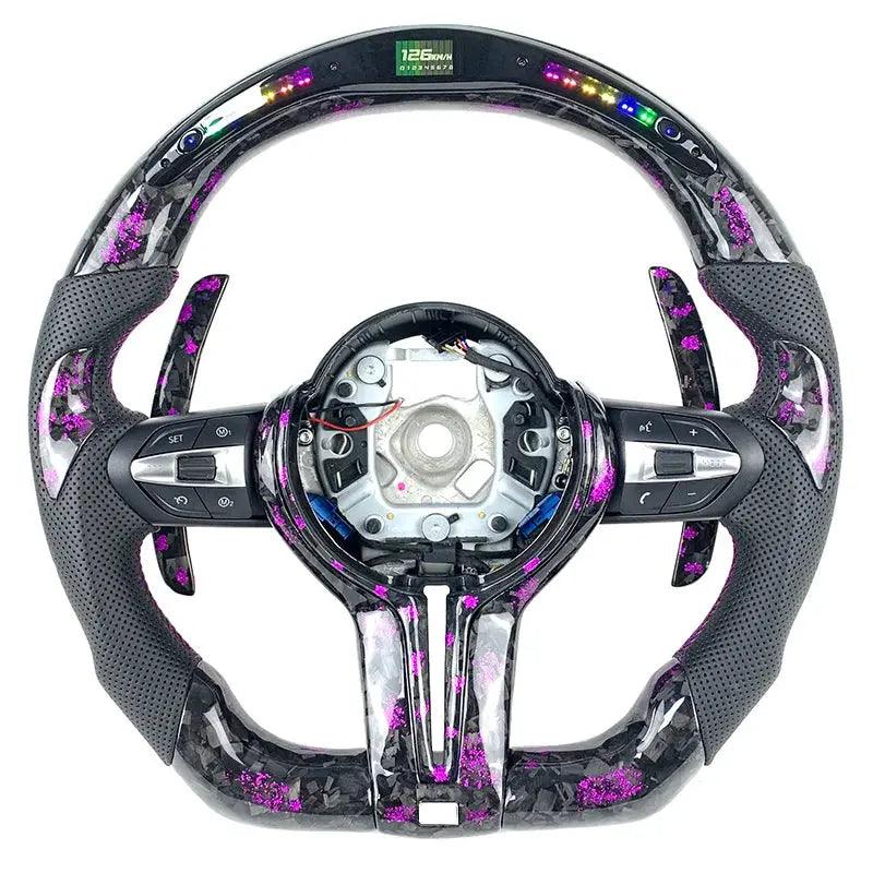HYCS LED Purple Petal Forged Carbon Fiber Steering Wheel For BMW F20 F22 F30 F35 F32 F01 F02 F10 F18 M2 M3 M4 M5 - Auto Part Pro Switzerland