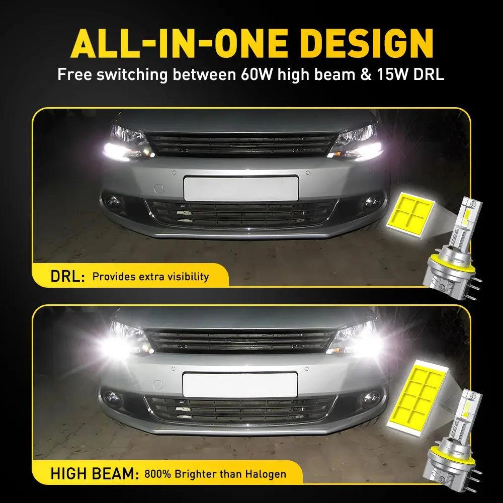 2Pcs 30000LM H15 LED Lights Canbus Headlight Bulb DRL High Low Beam Headlamp Super Bright for Volkswagen Mercedes Benz BMW - Auto Part Pro Switzerland