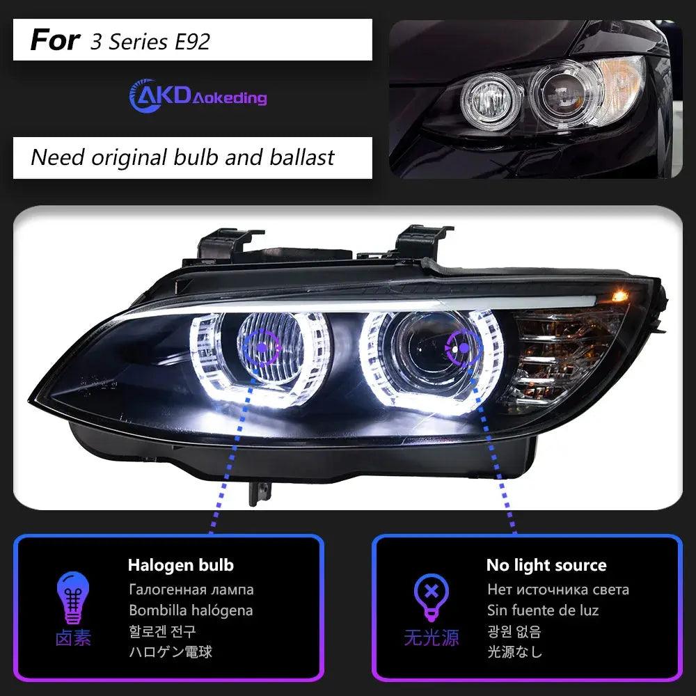 AKD Head Lamp for BMW E92 E93 LED Headlight 2006-2012 Headlights 330I 335I DRL Turn Signal High Beam Angel Eye Projector Lens - Auto Part Pro Switzerland