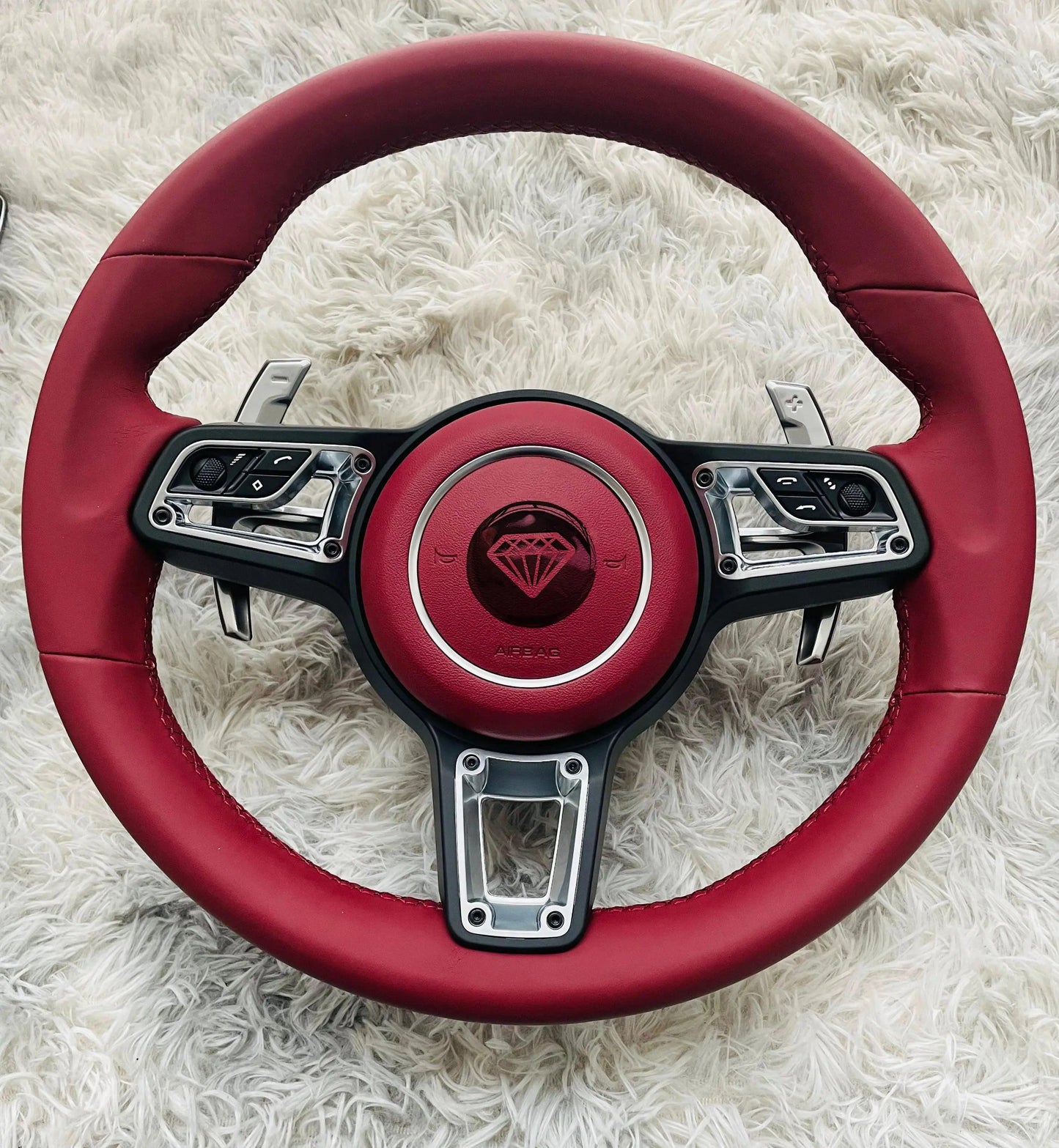 MT AUto Car Parts Full Leather Steering Wheel for Porsche Cayenne Boxster Panamera Cayman 911 991 970 997 718 Steering Wheel - Auto Part Pro Switzerland
