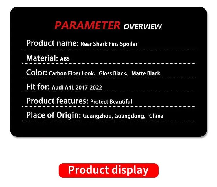 Audi A4 2017-2022 Rear Bumper Diffuser Shark Fin Spoiler Kit ABS - Auto Part Pro Switzerland