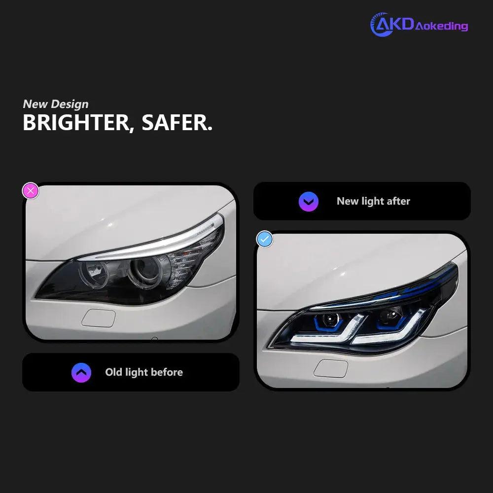 AKD Car Styling Head Lamp for BMW E60 Headlights 2003-2009 523i 530i Angel Eye LED Headlight DRL Hid Bi Xenon Auto Accessories - Auto Part Pro Switzerland